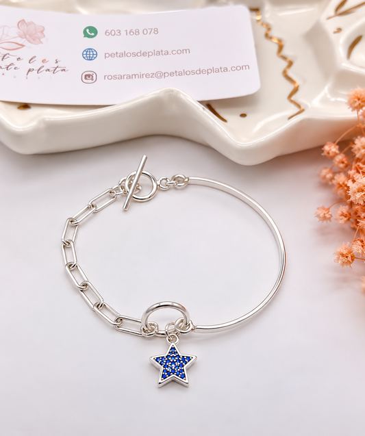 Pulsera de plata 925 con eslabones y cierre toggle