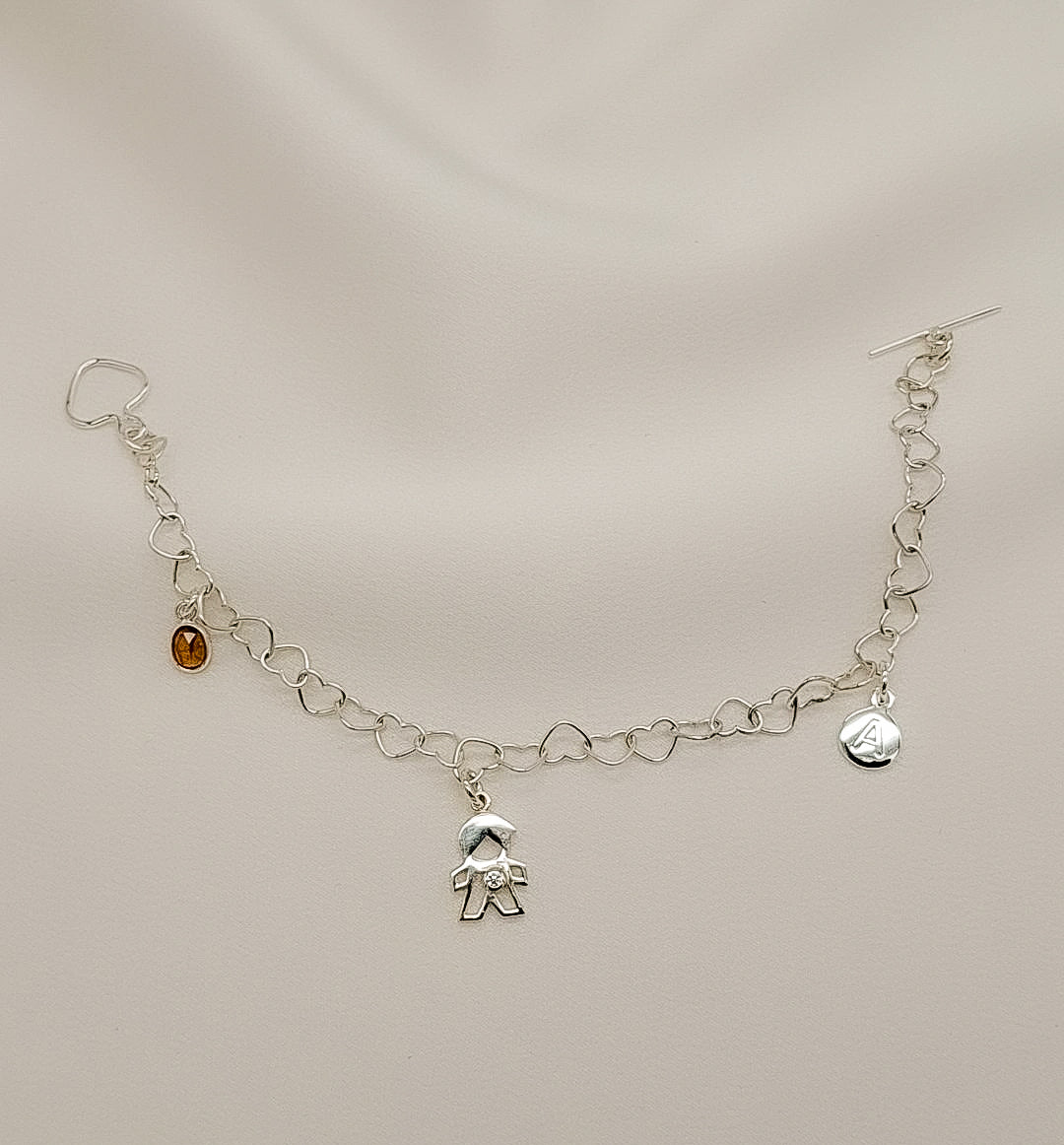 Pulsera base plata 925 personalizable pulsera con corazones joya mujer hecha a mano