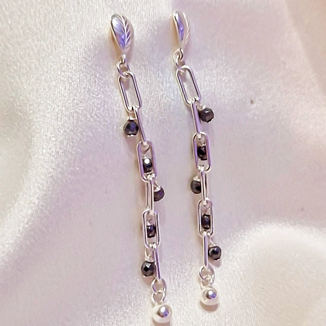 pendientes con piedras negras mujer