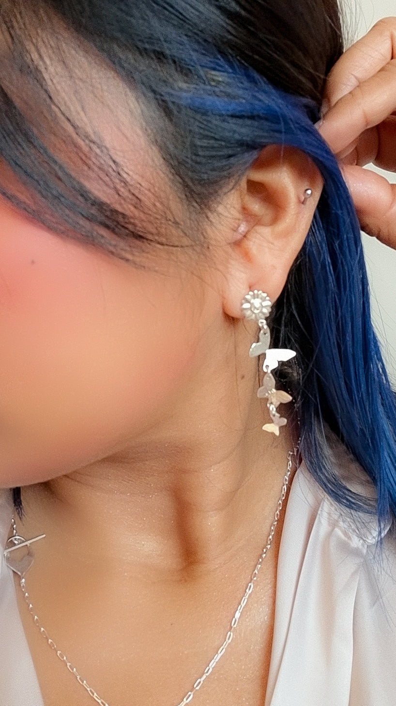 pendientes plata mariposas hechos a mano