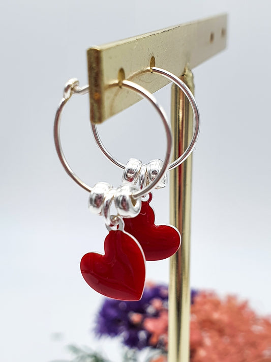 Aros Corazón rojo.