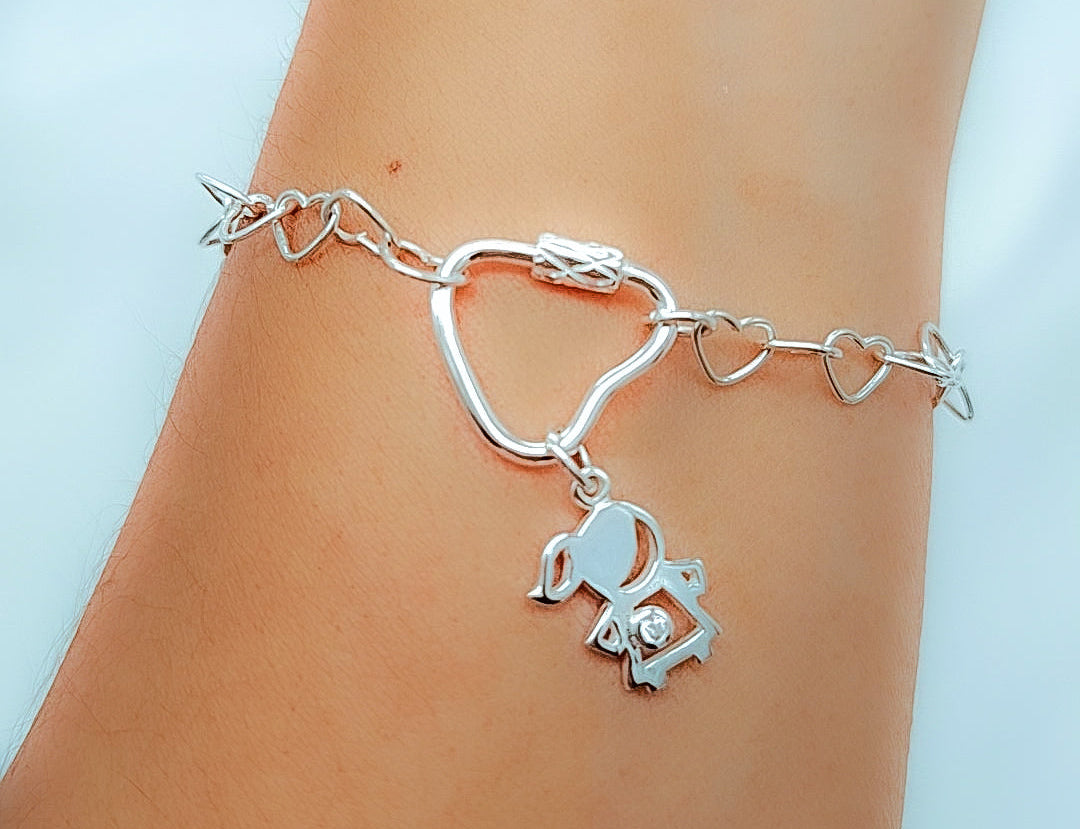 pulsera personalizada mamá plata 925 con charms hijos
