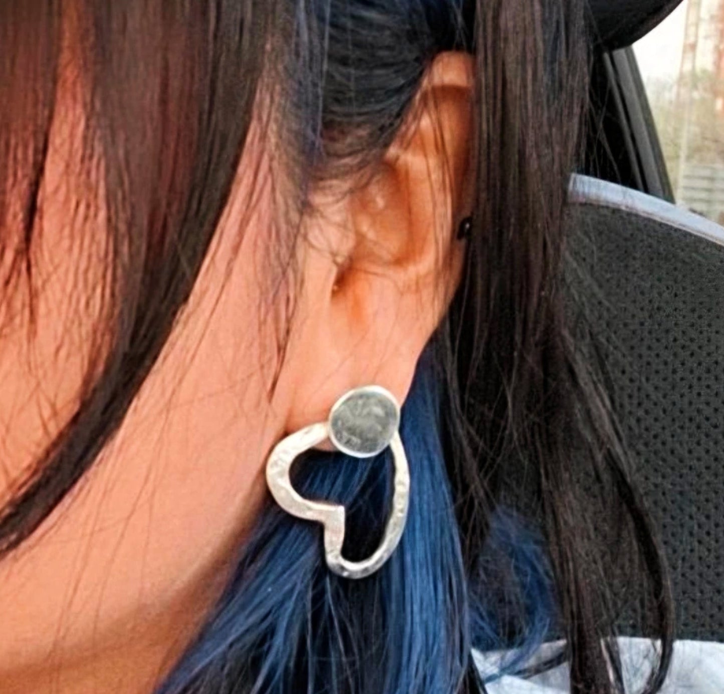 pendientes corazon plata fundida hechos a mano