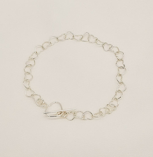 Pulsera base plata 925 personalizable pulsera con corazones joya mujer hecha a mano