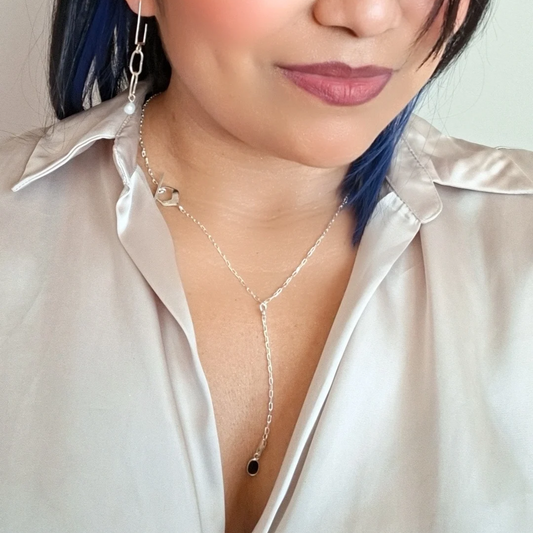 Collar Y de Plata 925 con Cierre Frontal | Collar Elegante Minimalista