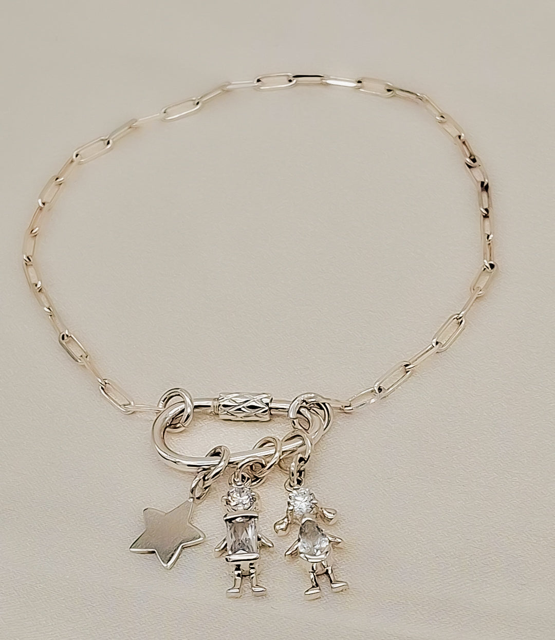 Pulsera Amor de Estrellas en Plata 925 | Mamá con Niño, Niña y Estrella