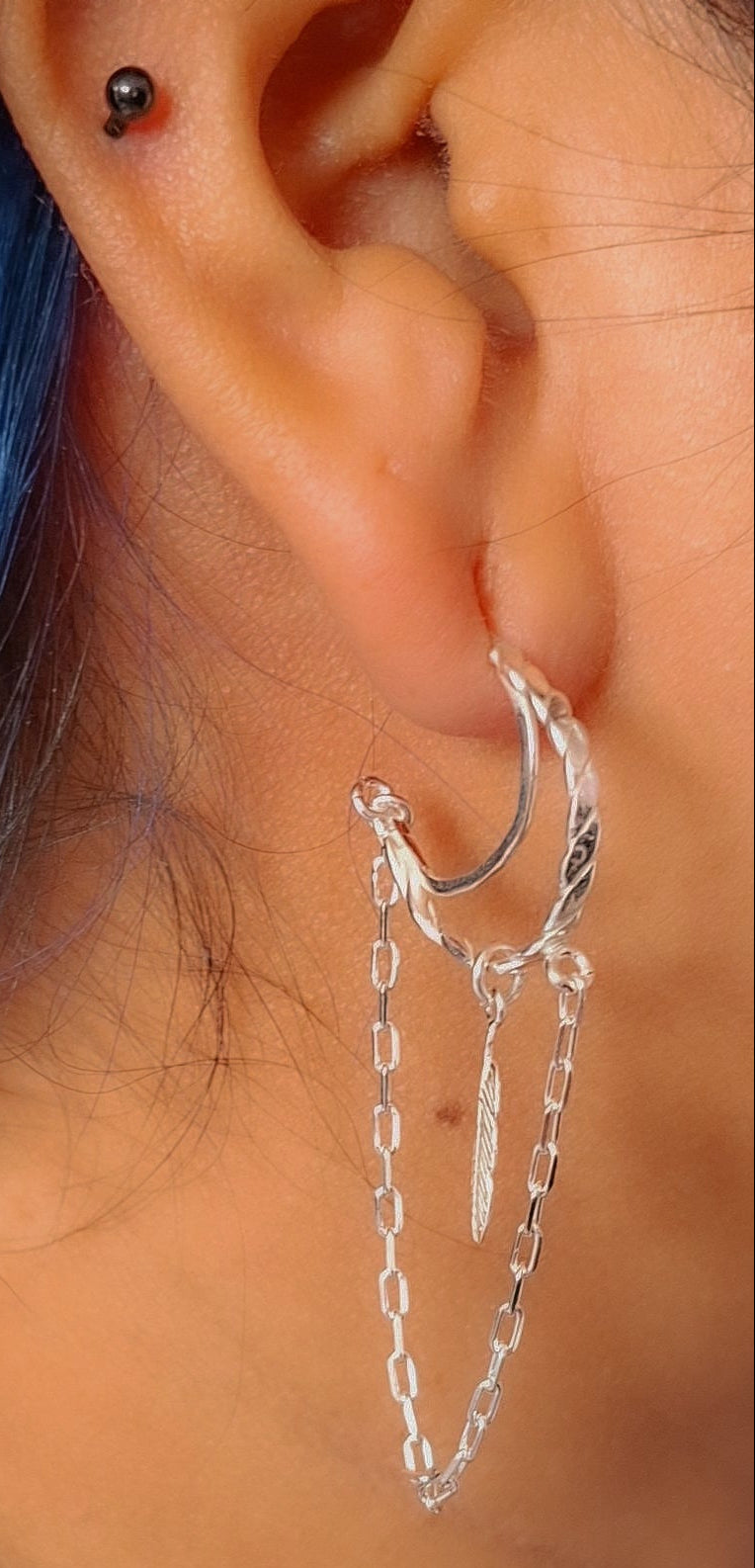Pendientes Pluma en Movimiento | Plata 925 con Cadena