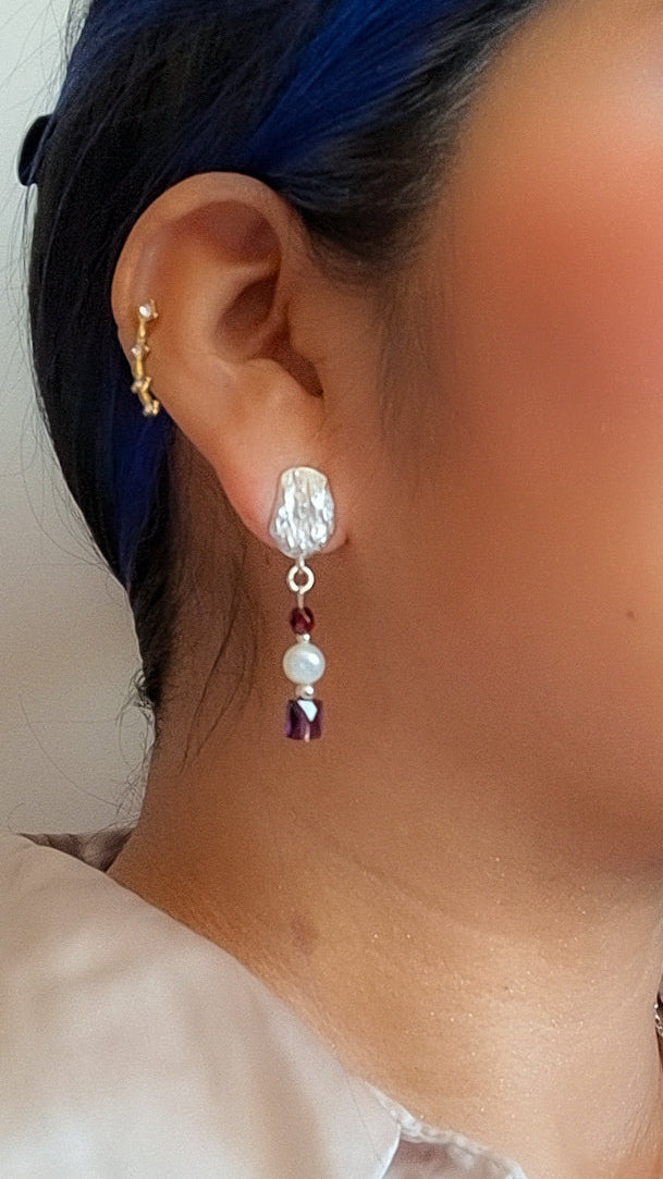 Pendientes Granate Serena · Plata de Ley